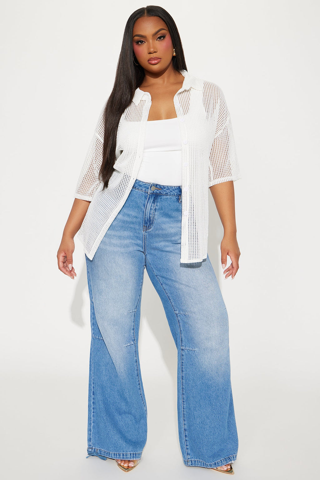 Bring The Sunshine Crochet Shirt - White