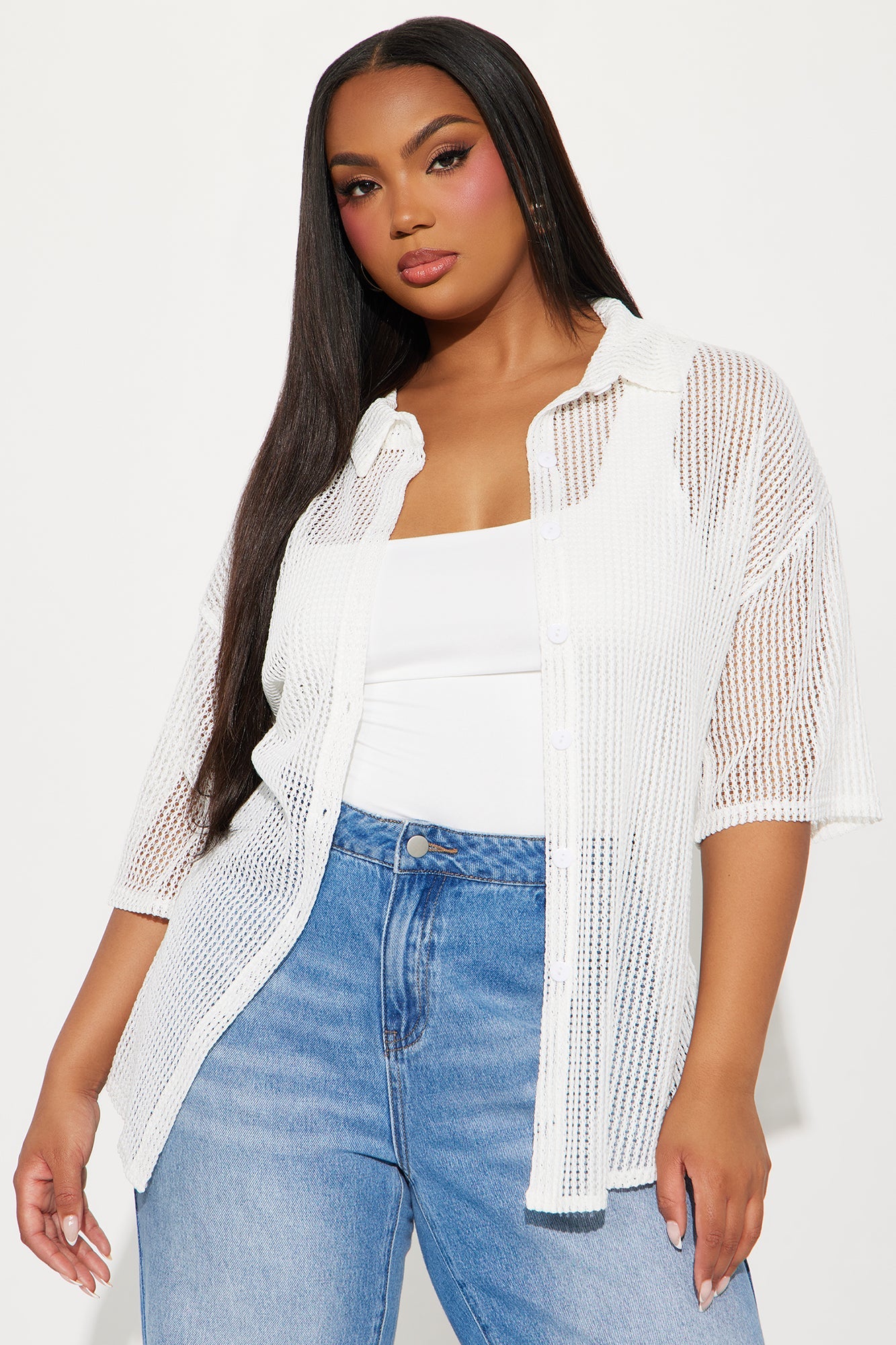 Bring The Sunshine Crochet Shirt - White