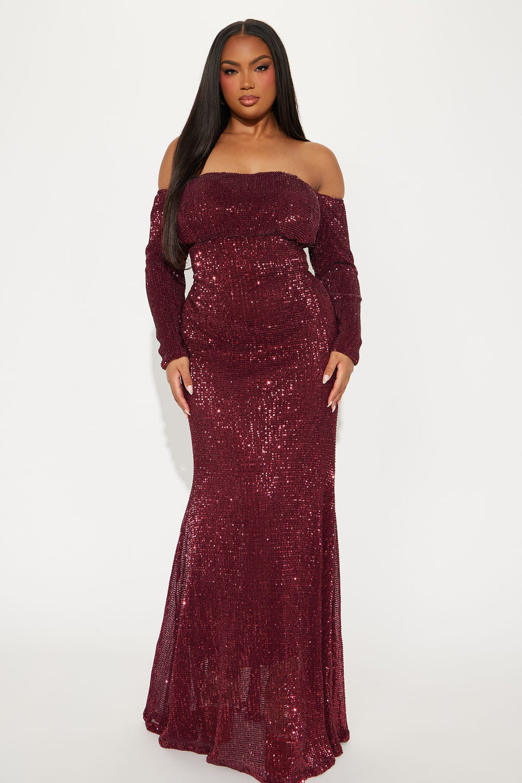 Got Class Sequin Gown - Burgundy