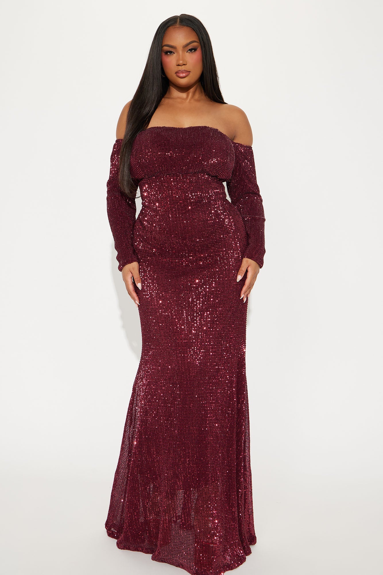 Got Class Sequin Gown - Burgundy
