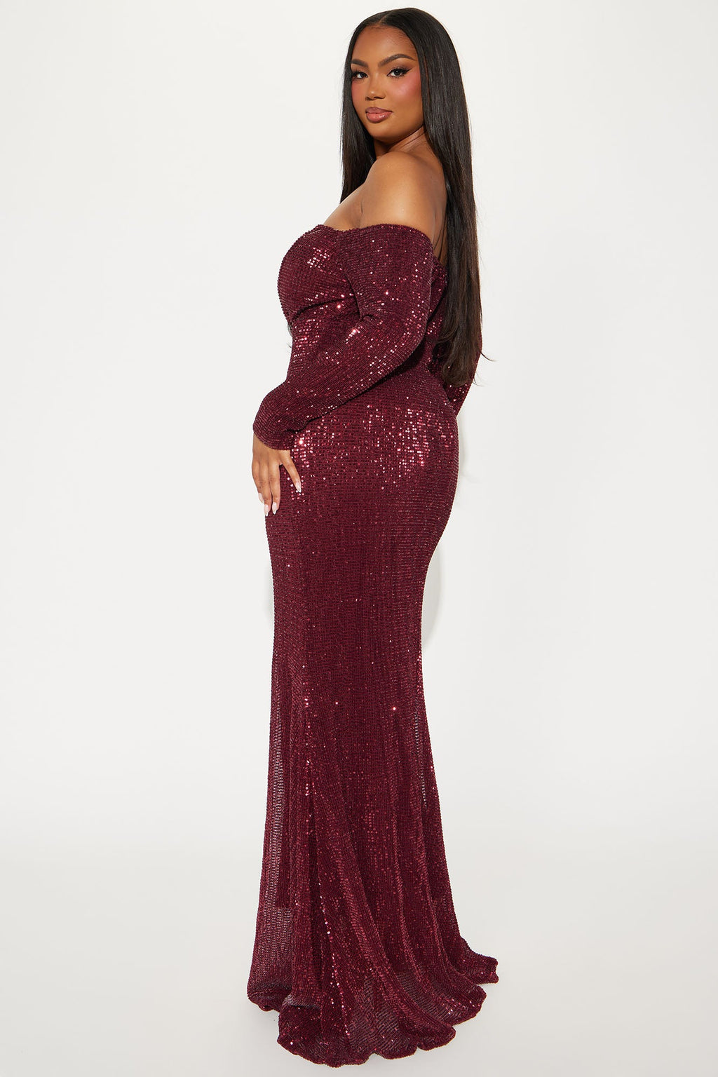 Got Class Sequin Gown - Burgundy