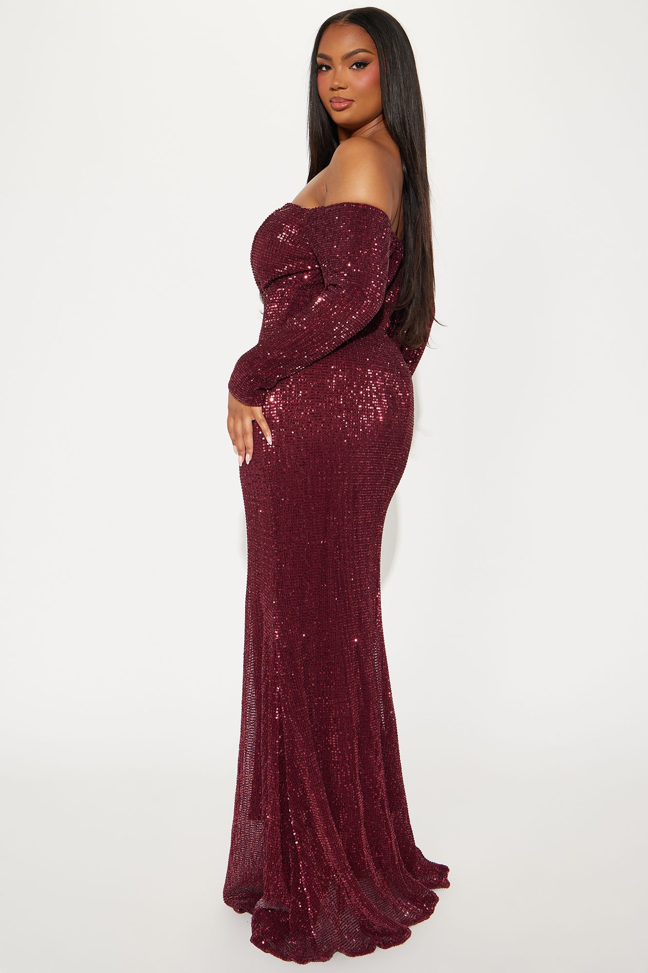 Got Class Sequin Gown - Burgundy