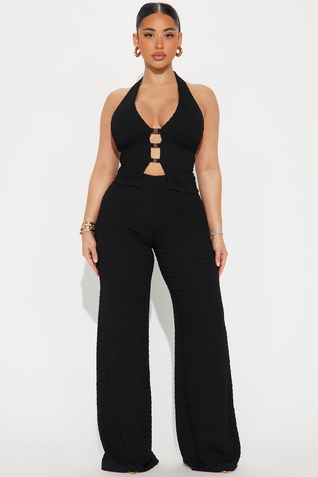 Lulu Halter Top Pant Set - Black