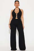 Lulu Halter Top Pant Set - Black