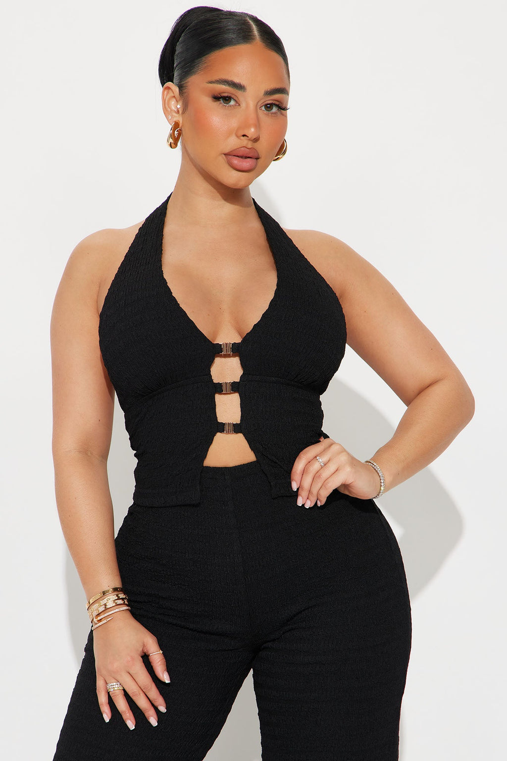 Lulu Halter Top Pant Set - Black