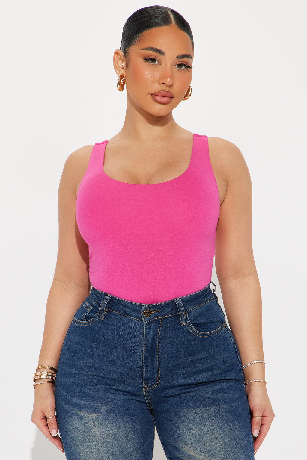 Jenna Double Lined Jersey Bodysuit - Fuchsia