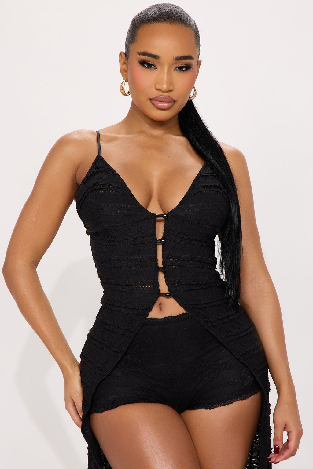 Summer Glow Ruffle Flyaway Maxi Top - Black