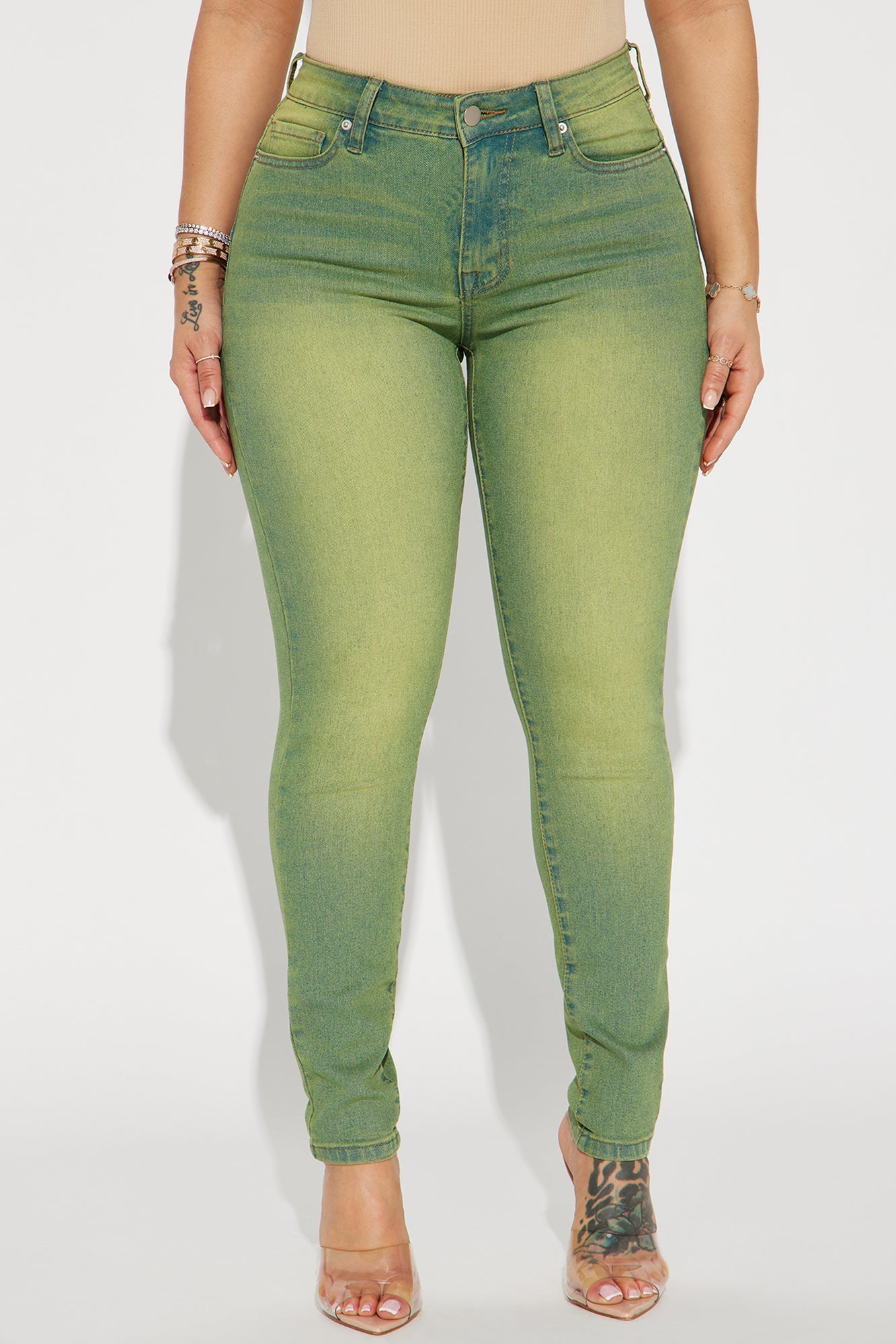 Hampton Tinted High Stretch Skinny Jeans - Green