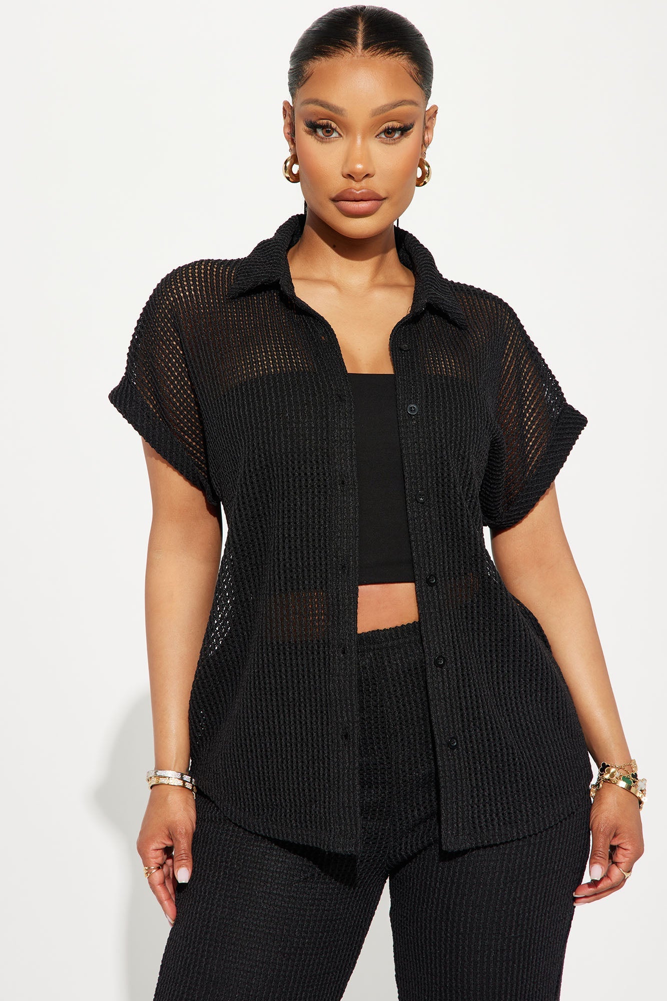 Paradise Livin' Crochet Pant Set - Black