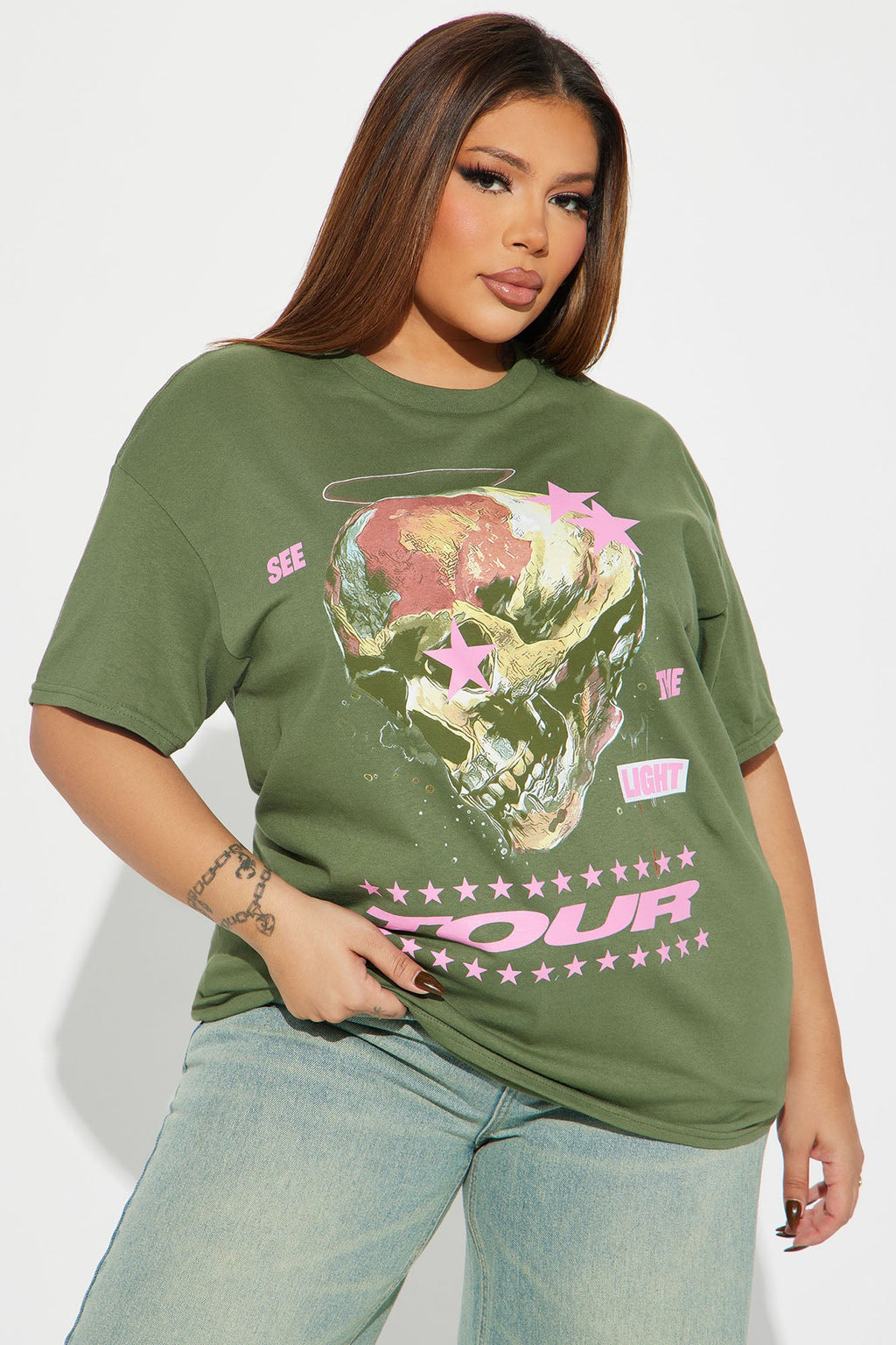 The Light Tour Skull Tee - Olive