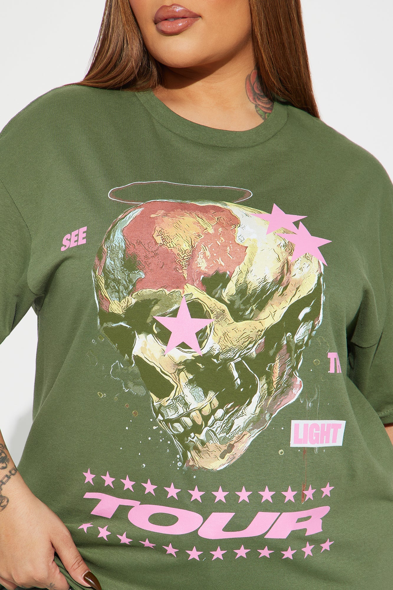 The Light Tour Skull Tee - Olive
