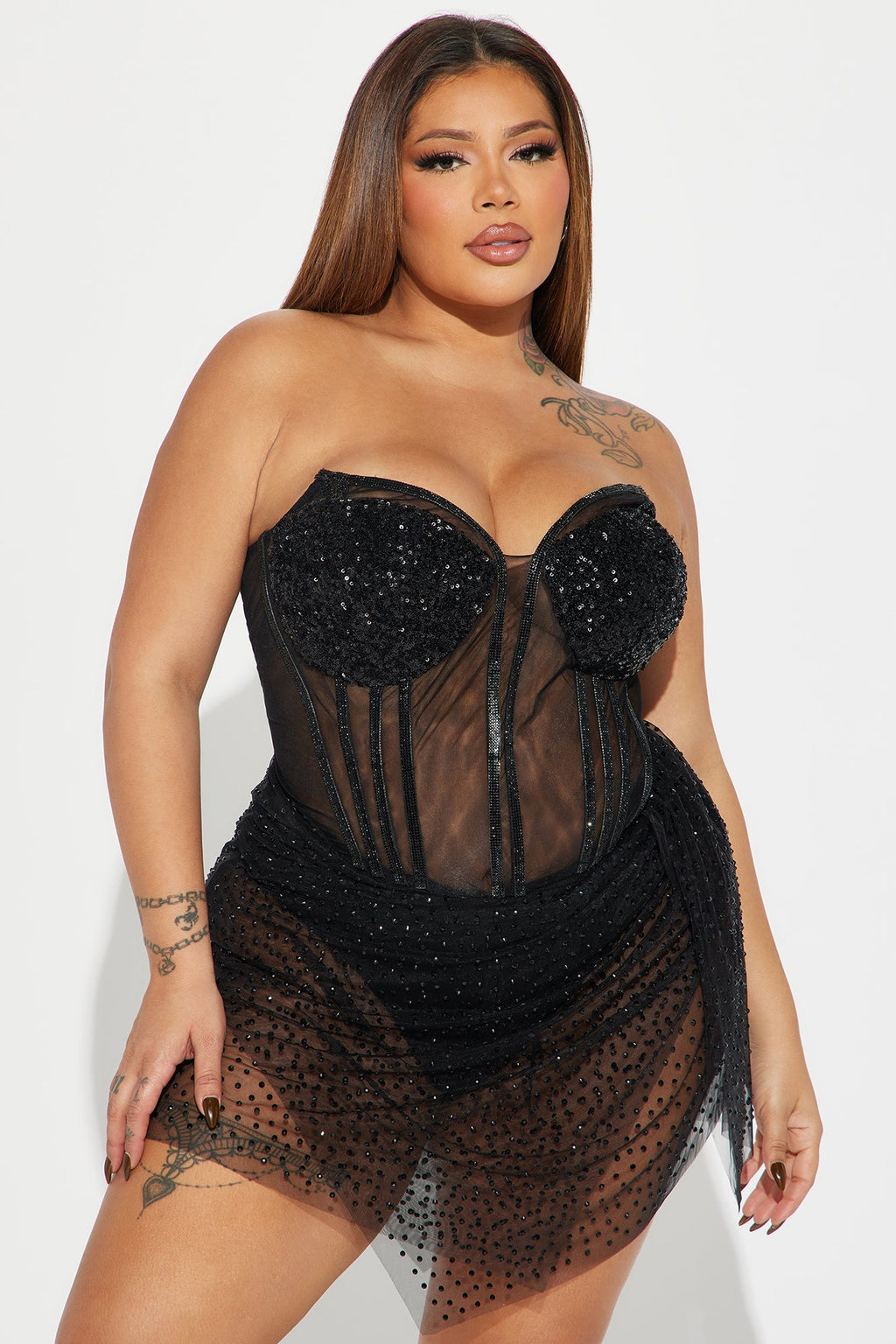 Wish Upon A Star Embellished Dress - Black