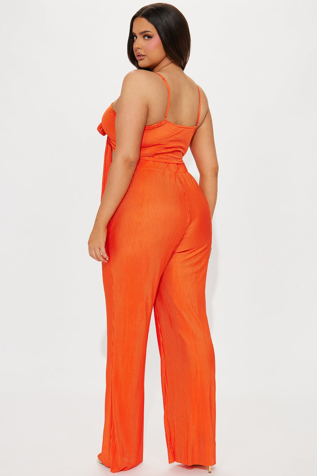 Royal Fantasies Plisse Pant Set - Orange