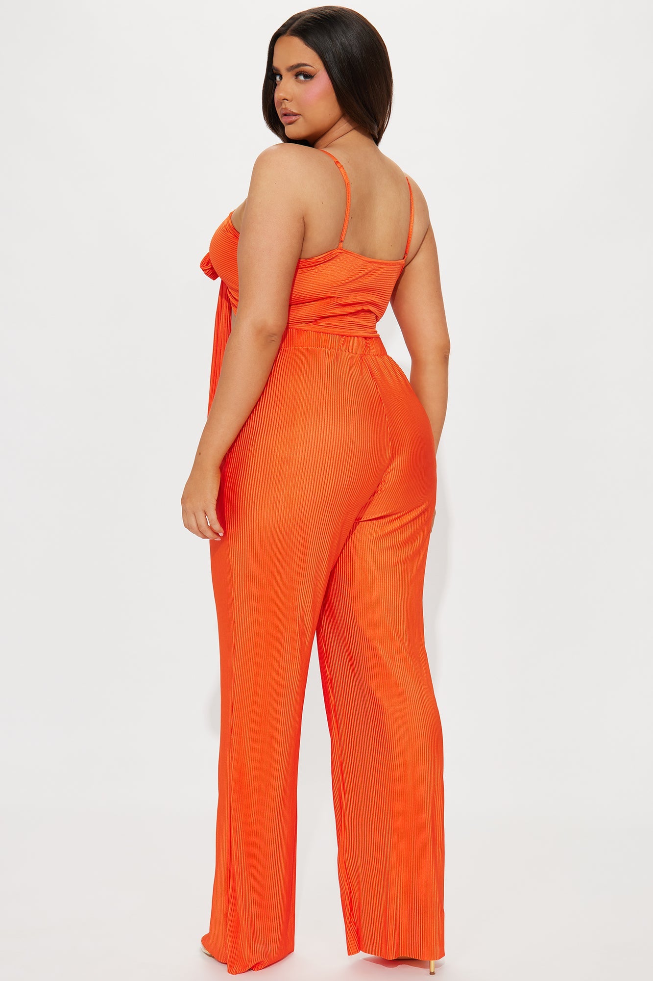 Royal Fantasies Plisse Pant Set - Orange