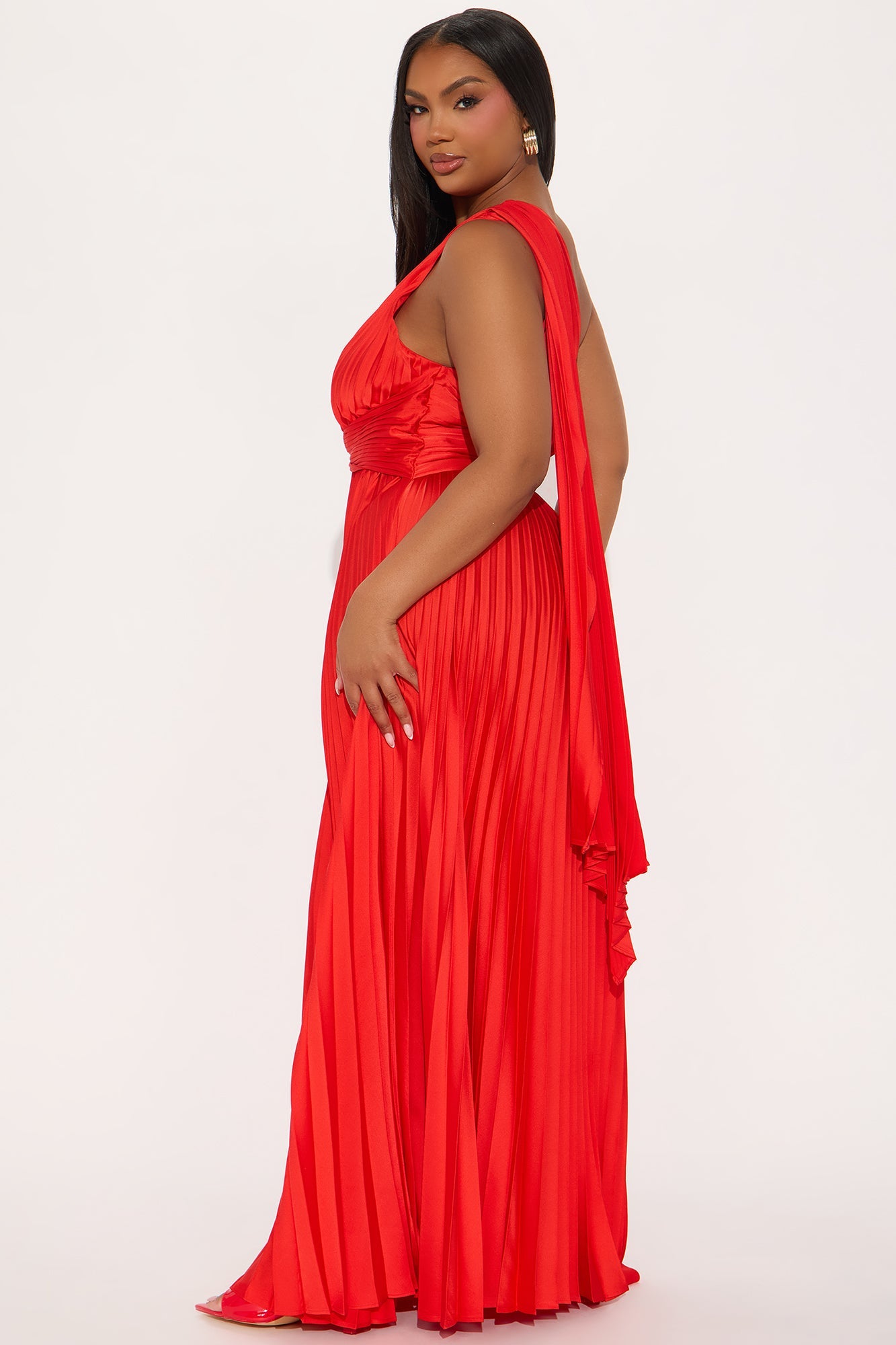 Athena Pleated Maxi Dress - Red
