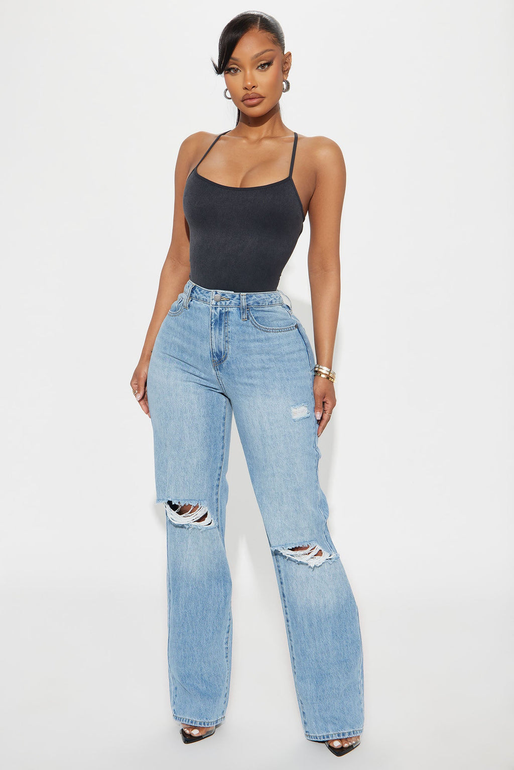 London High Rise Straight Leg Jean - Medium Wash