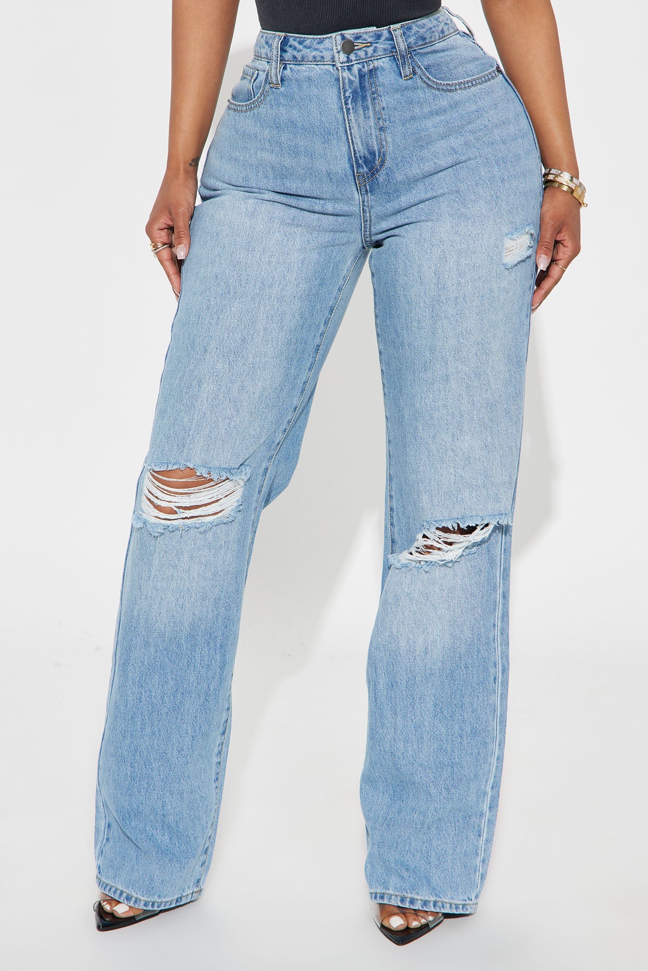 London High Rise Straight Leg Jean - Medium Wash