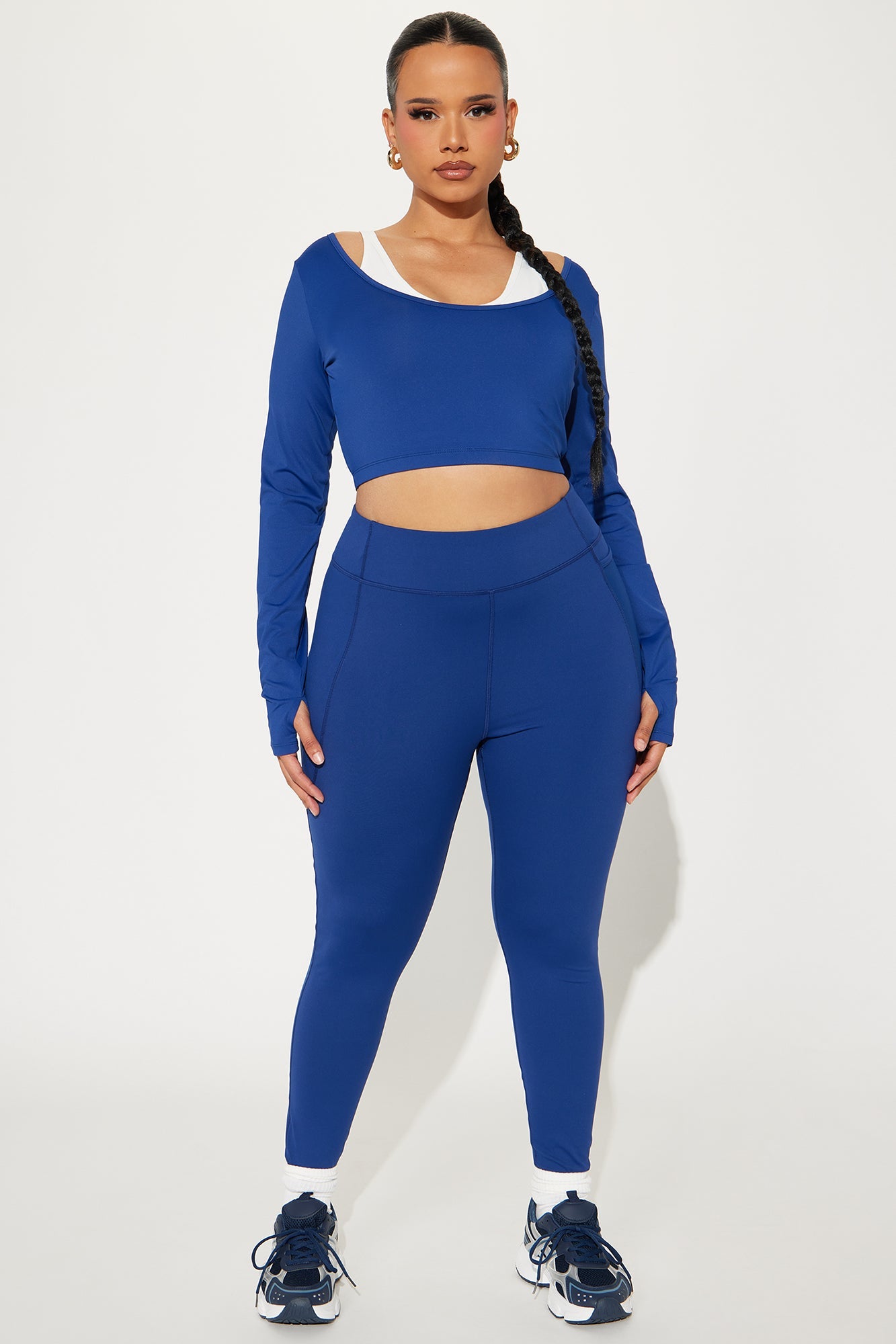 Match Point Twofer Long Sleeve Active Top - Midnight Blue