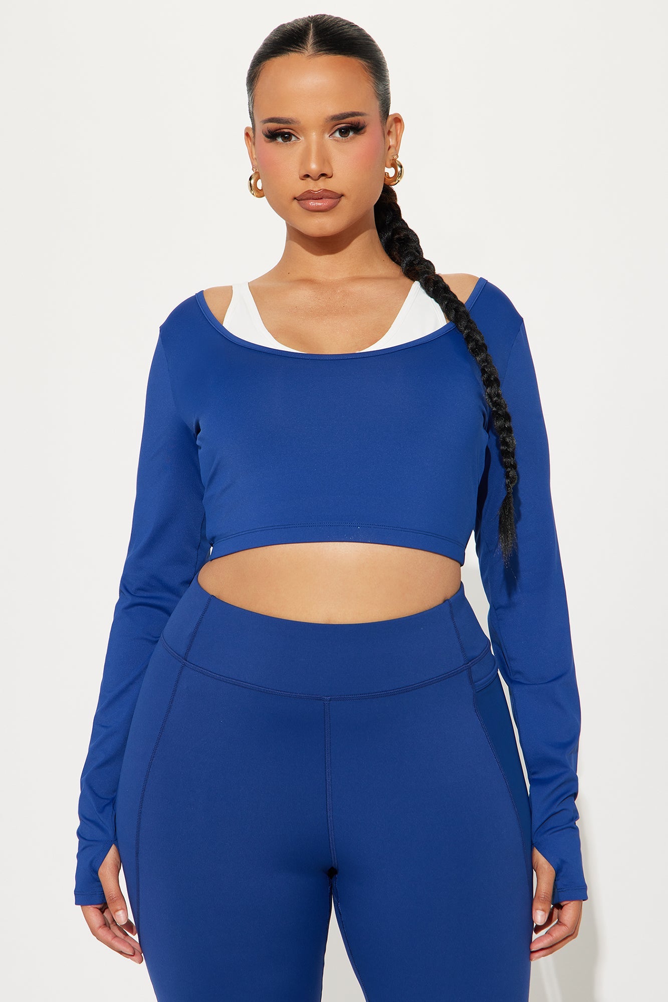 Match Point Twofer Long Sleeve Active Top - Midnight Blue