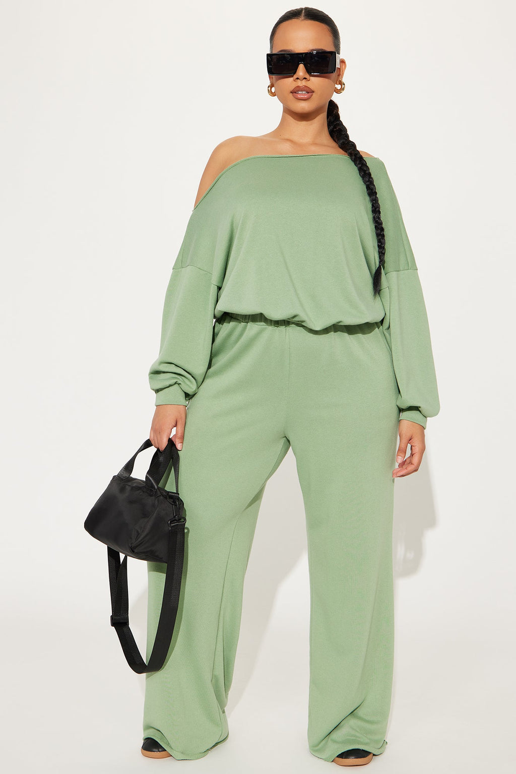 Robyn Off Shoulder Pant Set - Sage