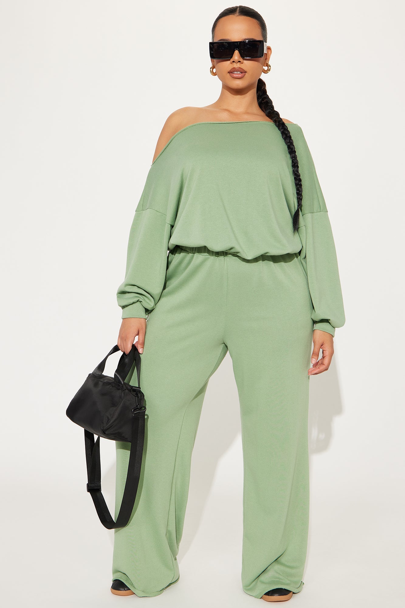 Robyn Off Shoulder Pant Set - Sage