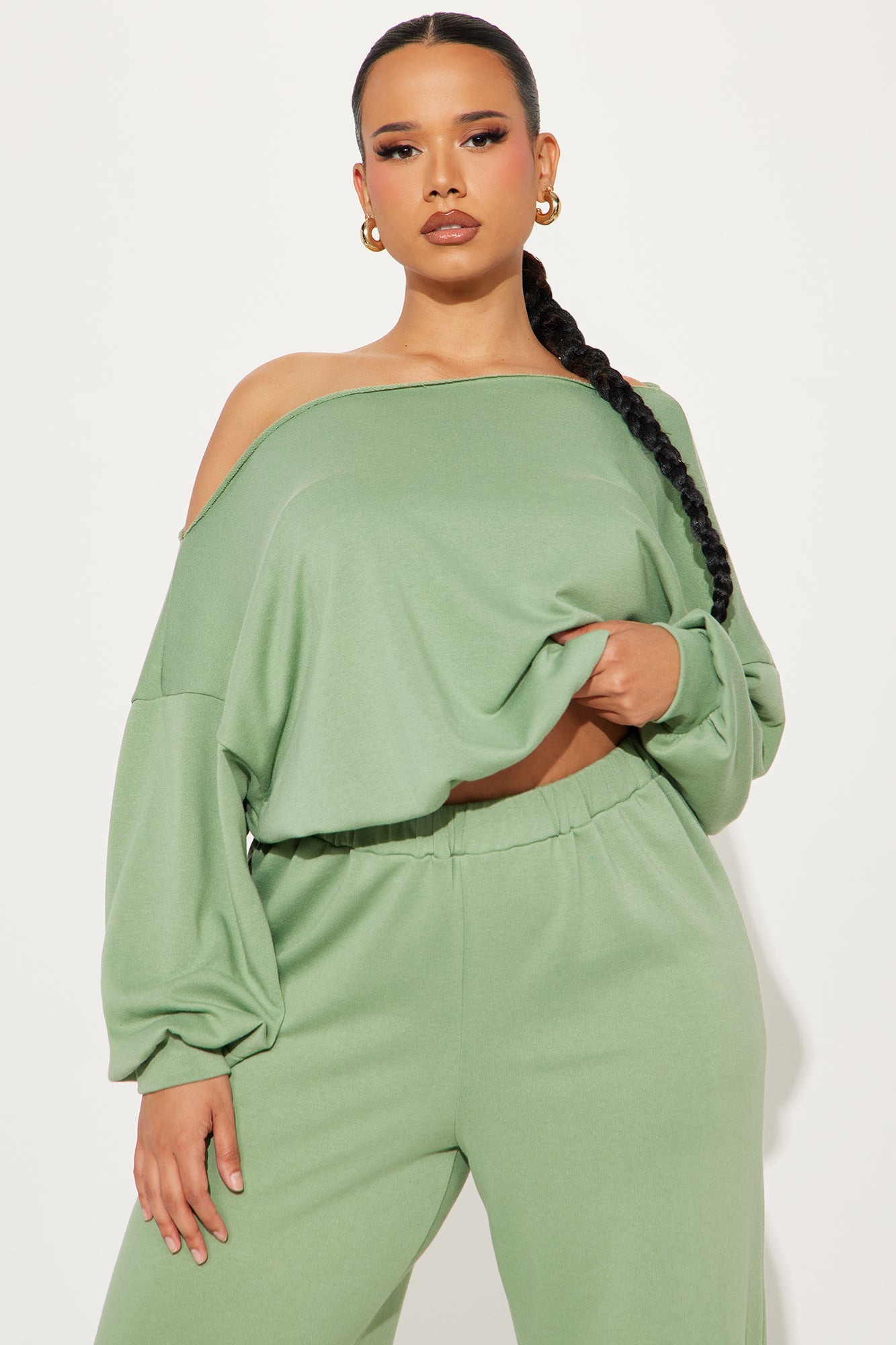 Robyn Off Shoulder Pant Set - Sage