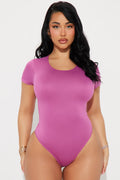 Scarlette Double Lined Crew Neck Bodysuit - Pink