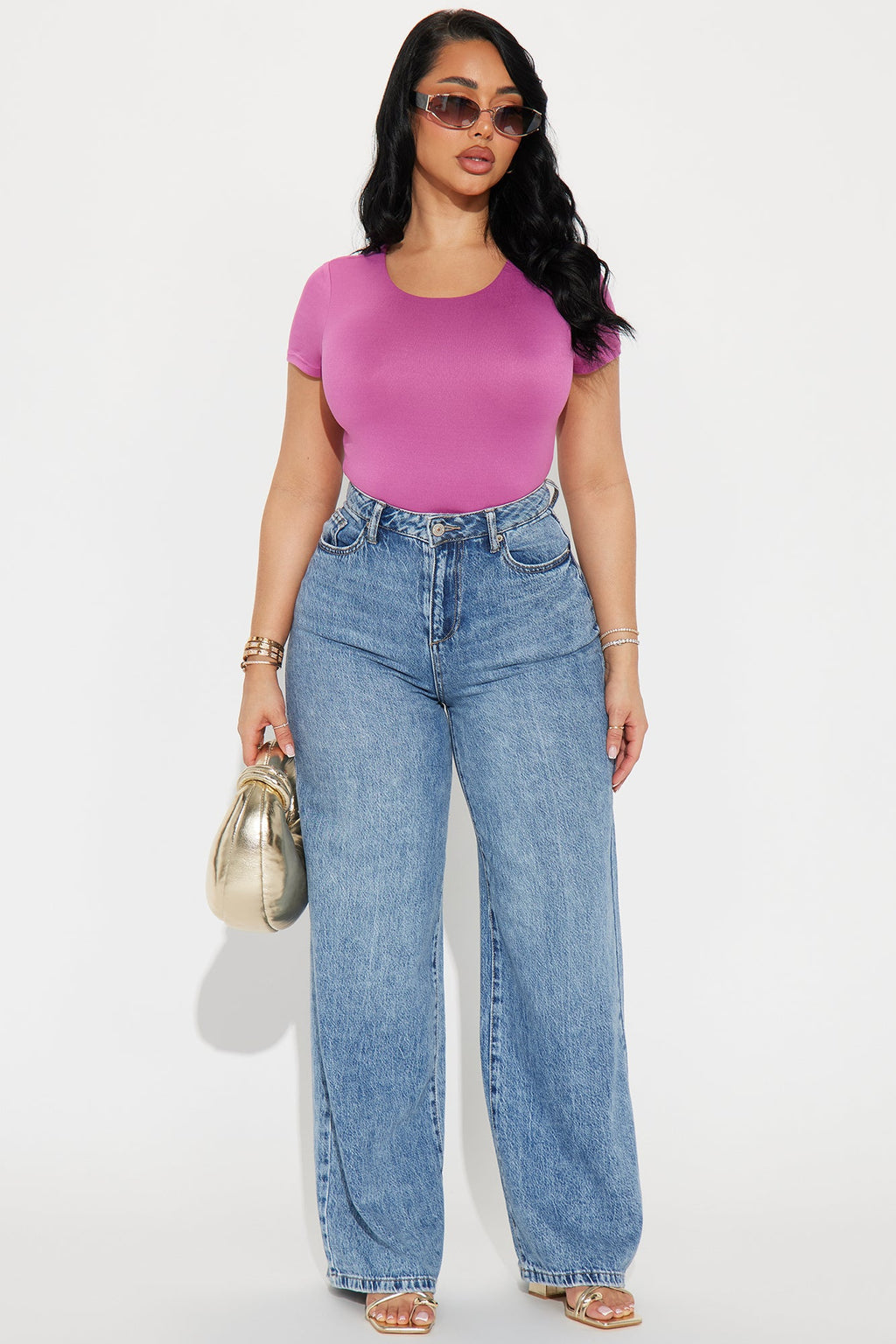 Scarlette Double Lined Crew Neck Bodysuit - Pink