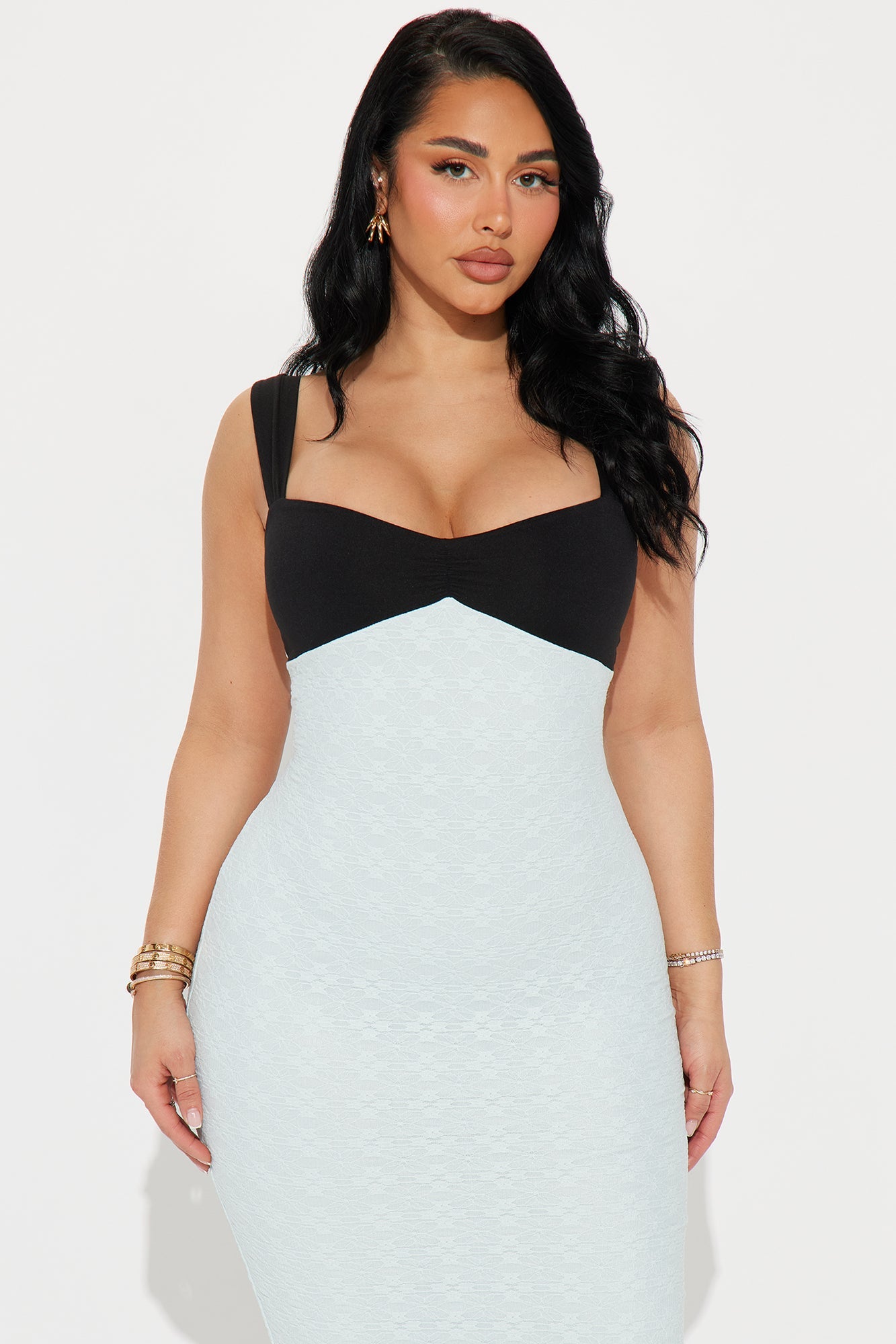 Patricia Lace Midi Dress - Black/Blue