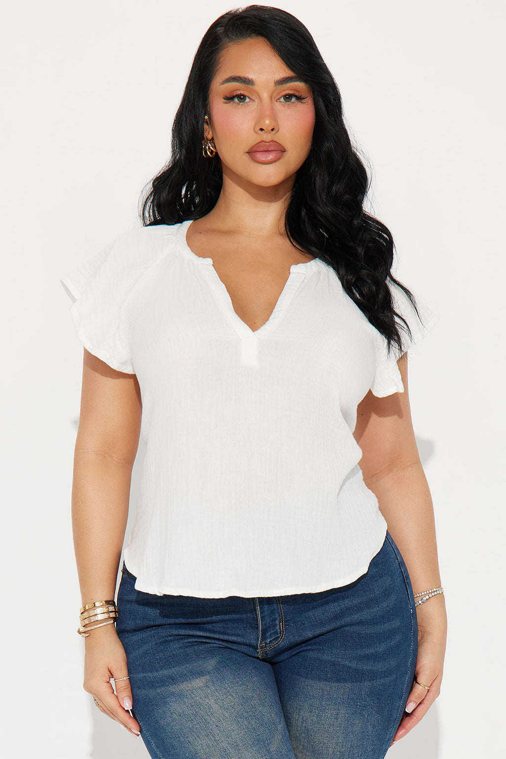 Breezy Outdoors Gauze Top - White