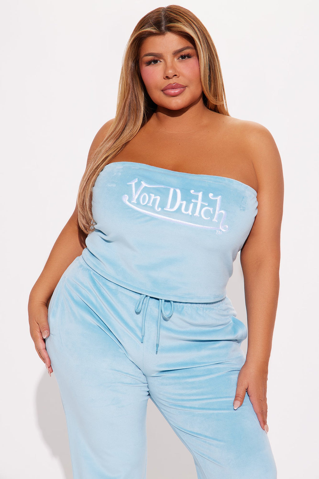 Von Dutch Velour Tube Top - Blue