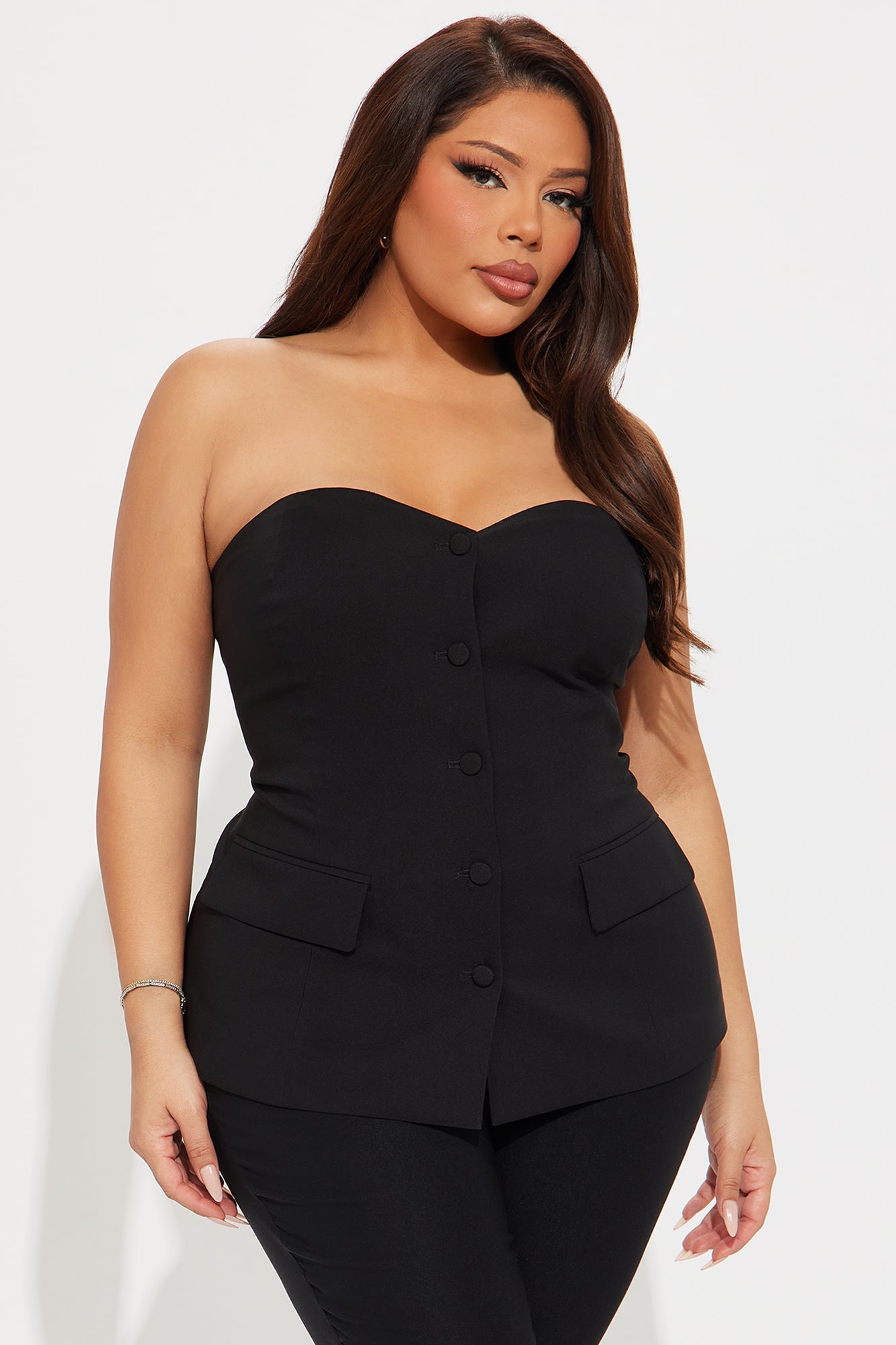 Office Flirt Vest Top - Black