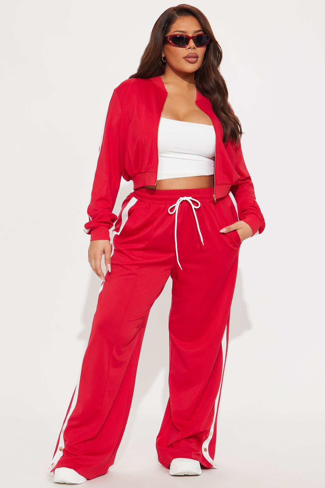 Hanging Out Later Pant Set - Red