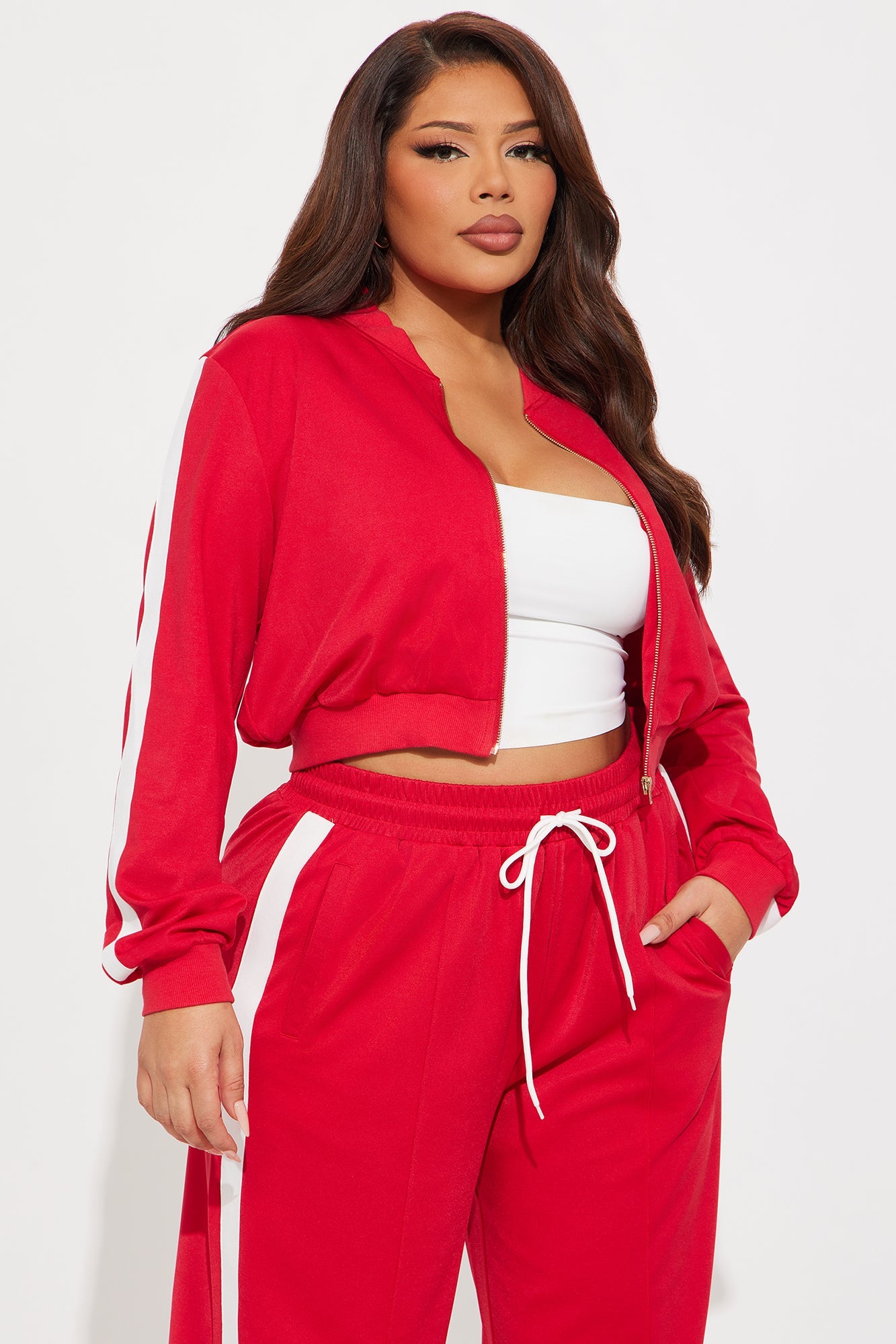 Hanging Out Later Pant Set - Red