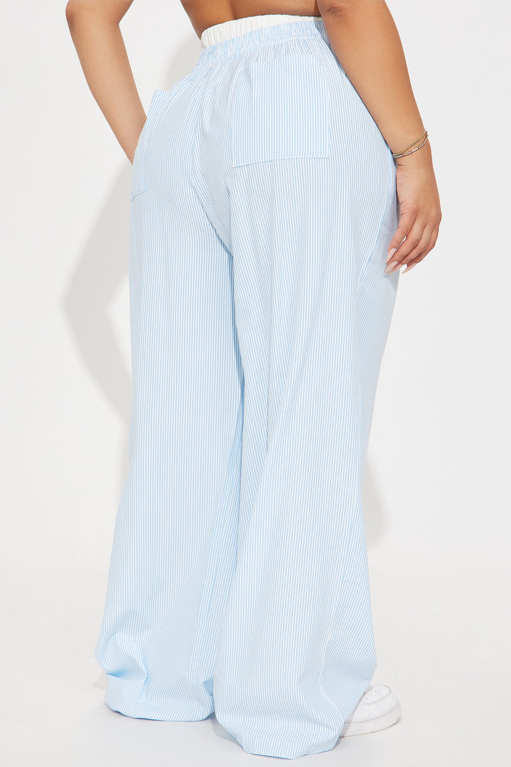 Taylor Striped Wide Leg Jogger - Light Blue