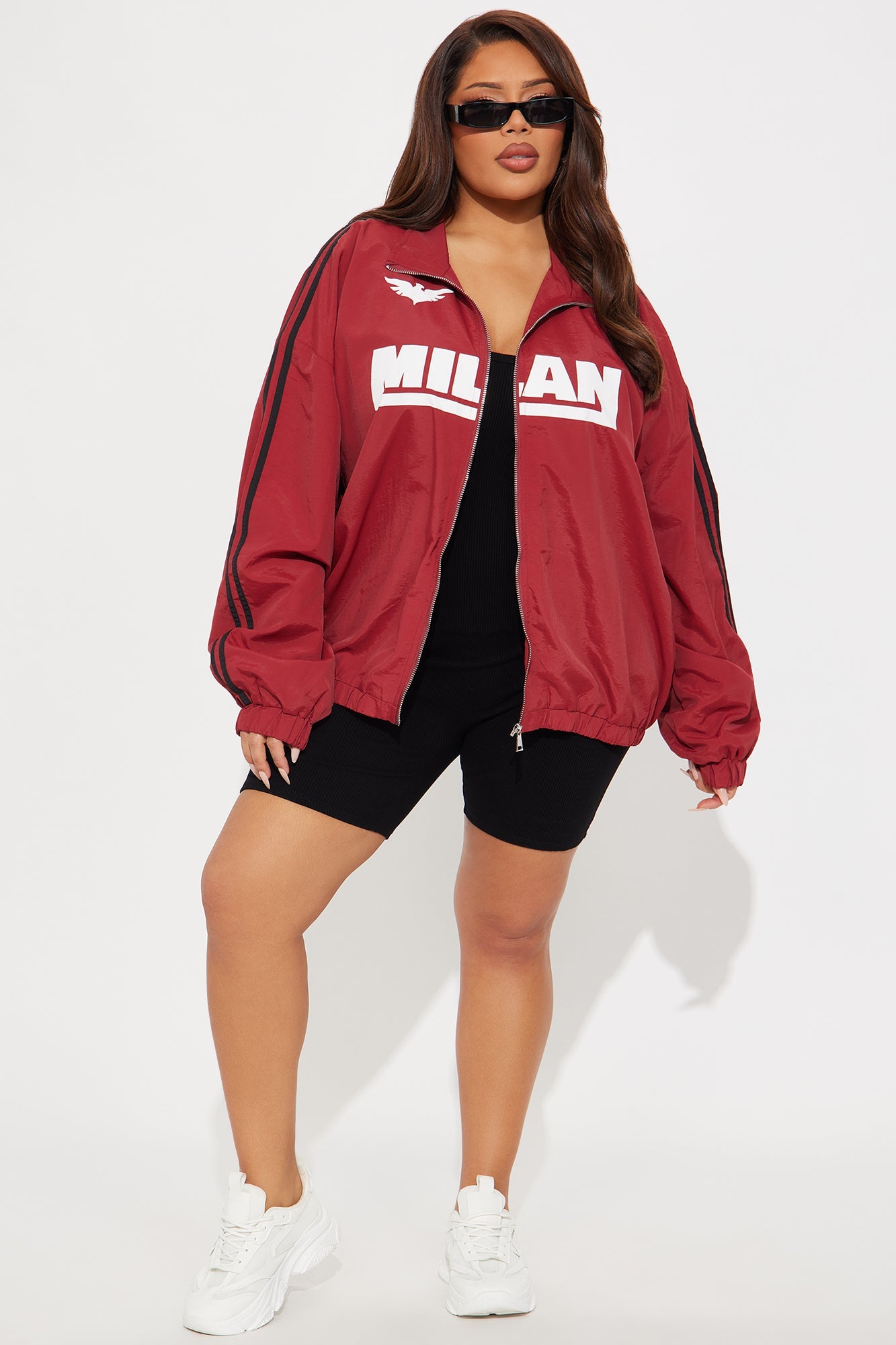 Milan Athletic Sporty Windbreaker - Brick Red