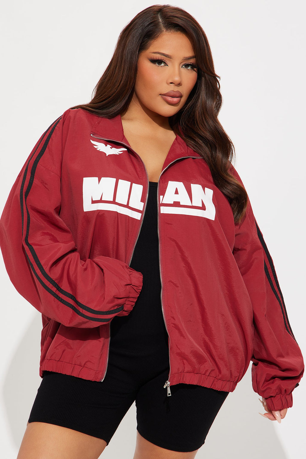 Milan Athletic Sporty Windbreaker - Brick Red