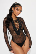 See Through Me Lace Bodysuit - Black