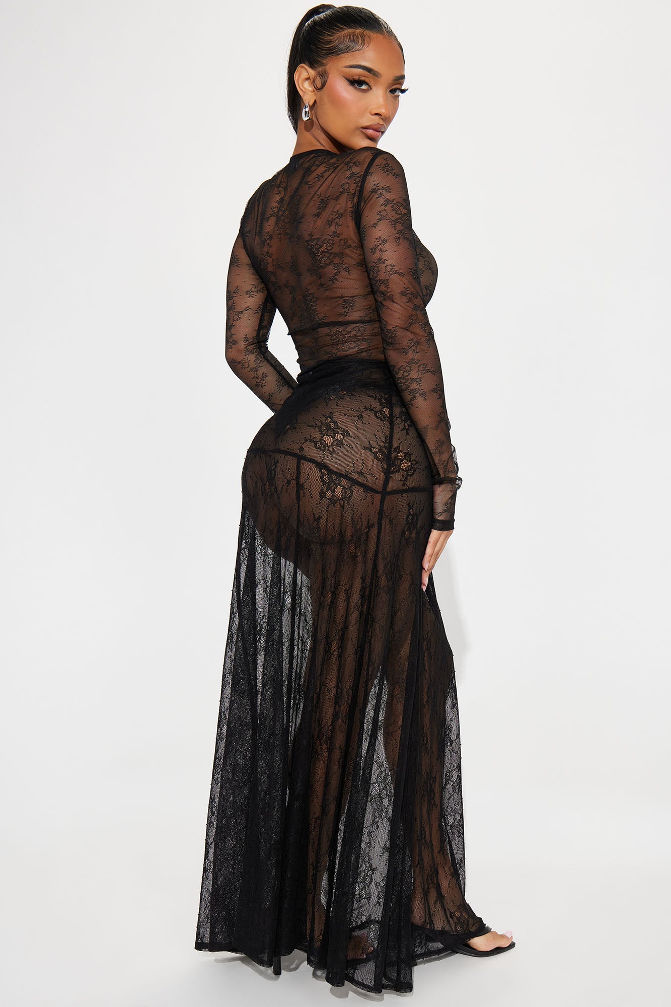 See Through Me Lace Bodysuit - Black