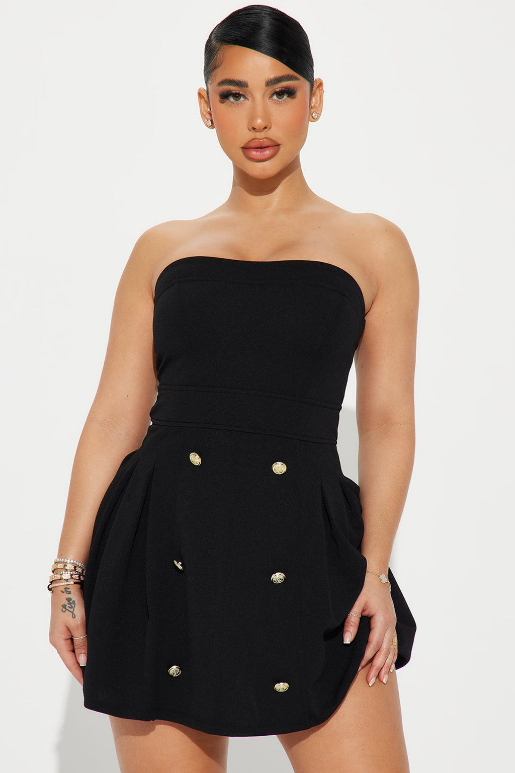 Kara Crepe Mini Dress - Black