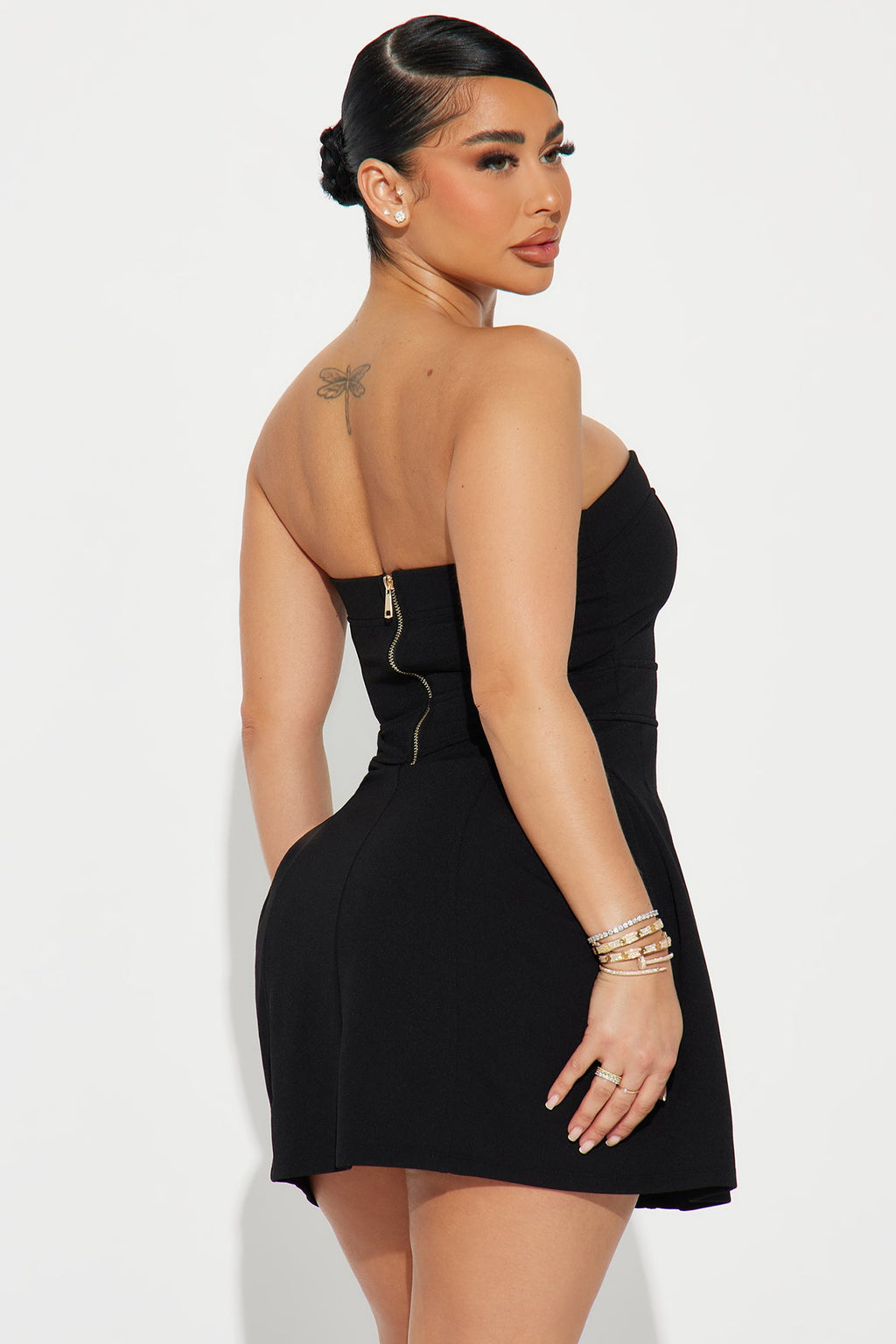 Kara Crepe Mini Dress - Black