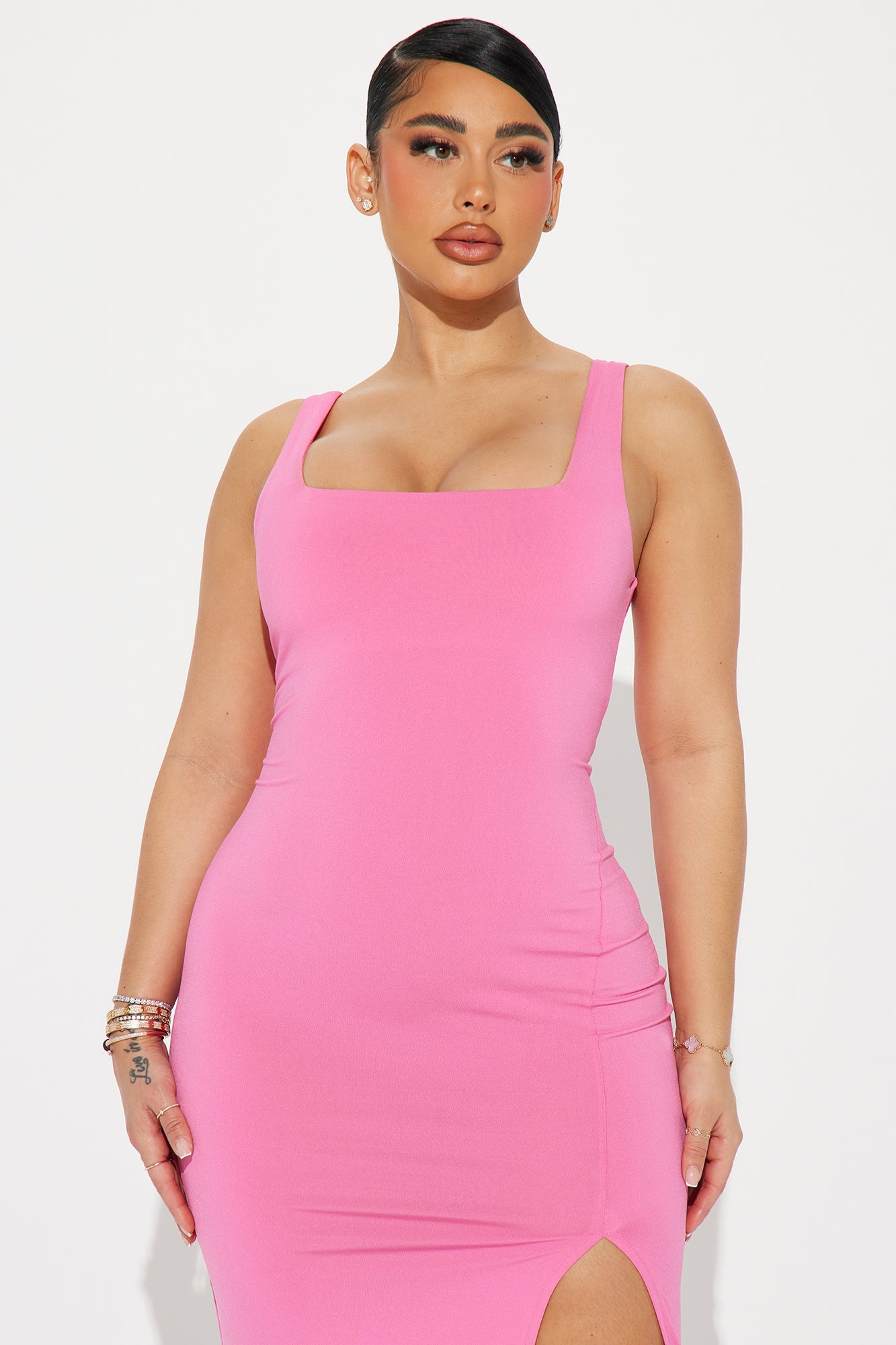 Kiss Me Sleeveless Midi Dress - Rose