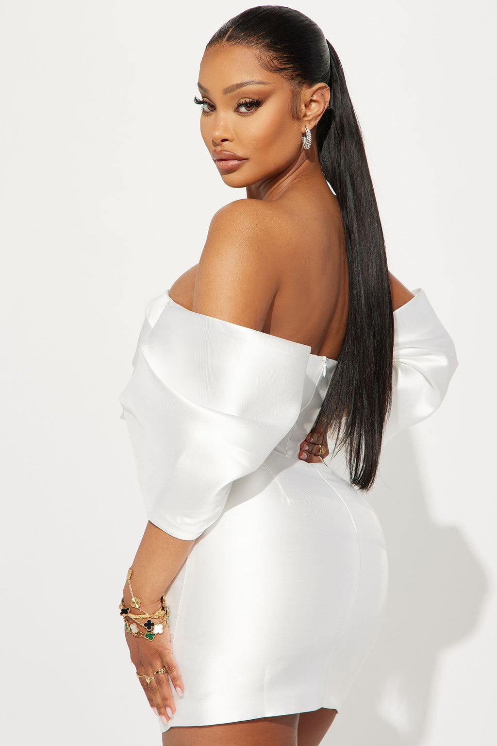 Allison Taffeta Mini Dress - White