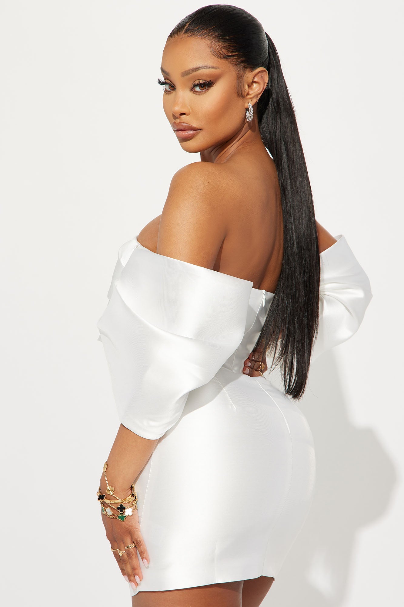 Allison Taffeta Mini Dress - White