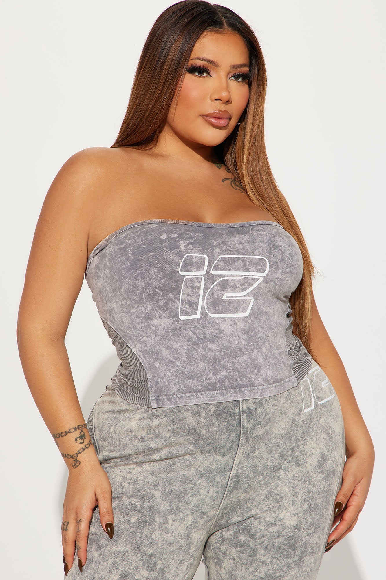 Devon Washed Tube Top - Grey/combo