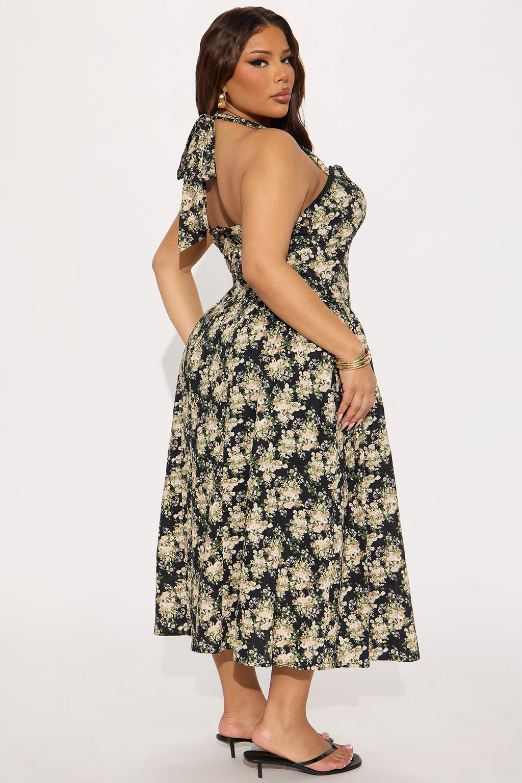 Maven Floral Midi Dress - Black/combo