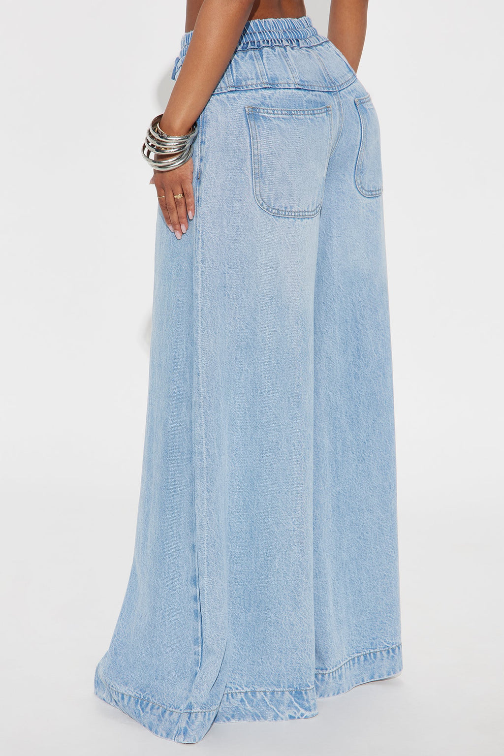 Shaylene Tie Waist wide Leg Jeans - Light Wash