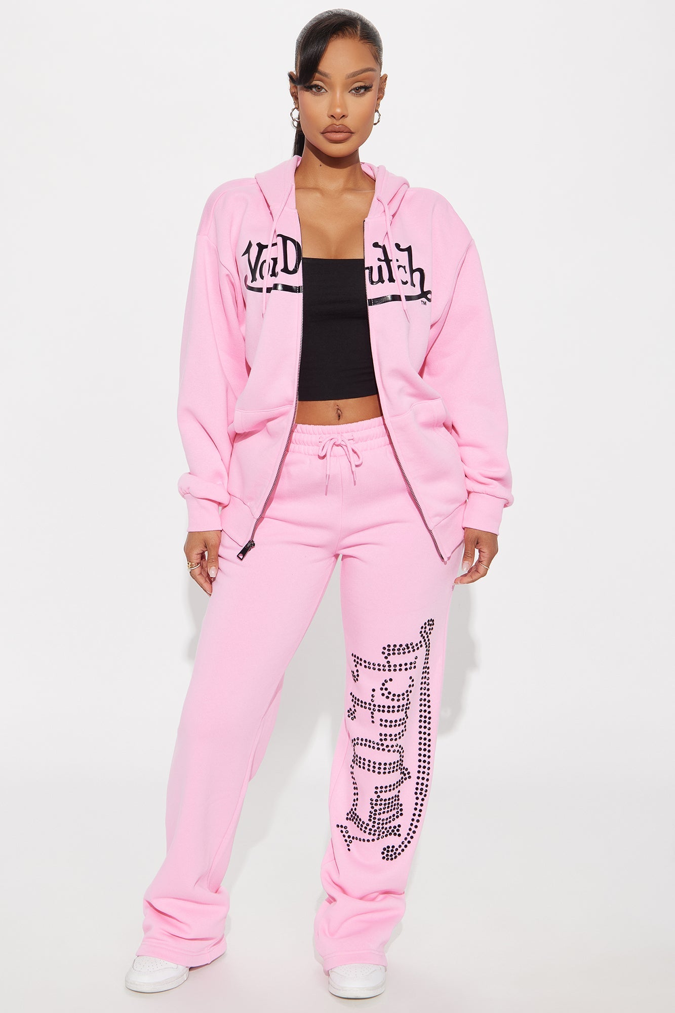 Von Dutch Classic Zip Front Hoodie - Pink