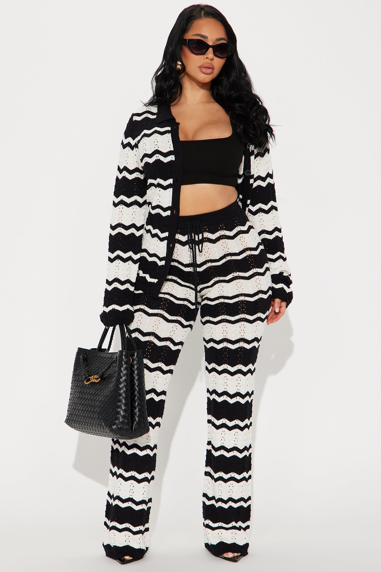 Arabella Crochet Pant Set - Black/combo