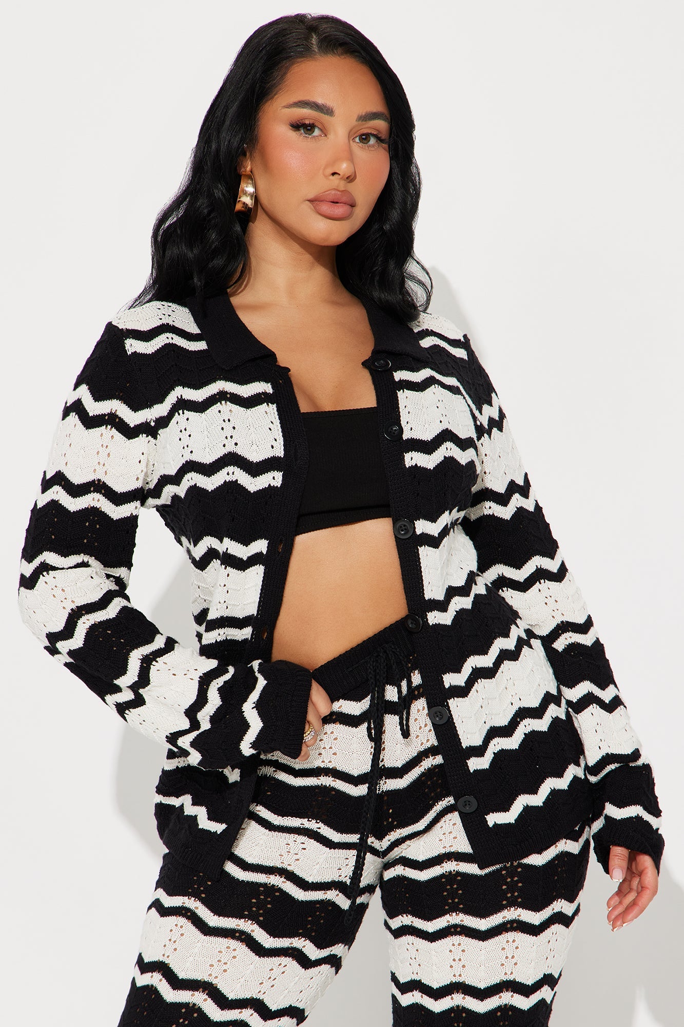 Arabella Crochet Pant Set - Black/combo